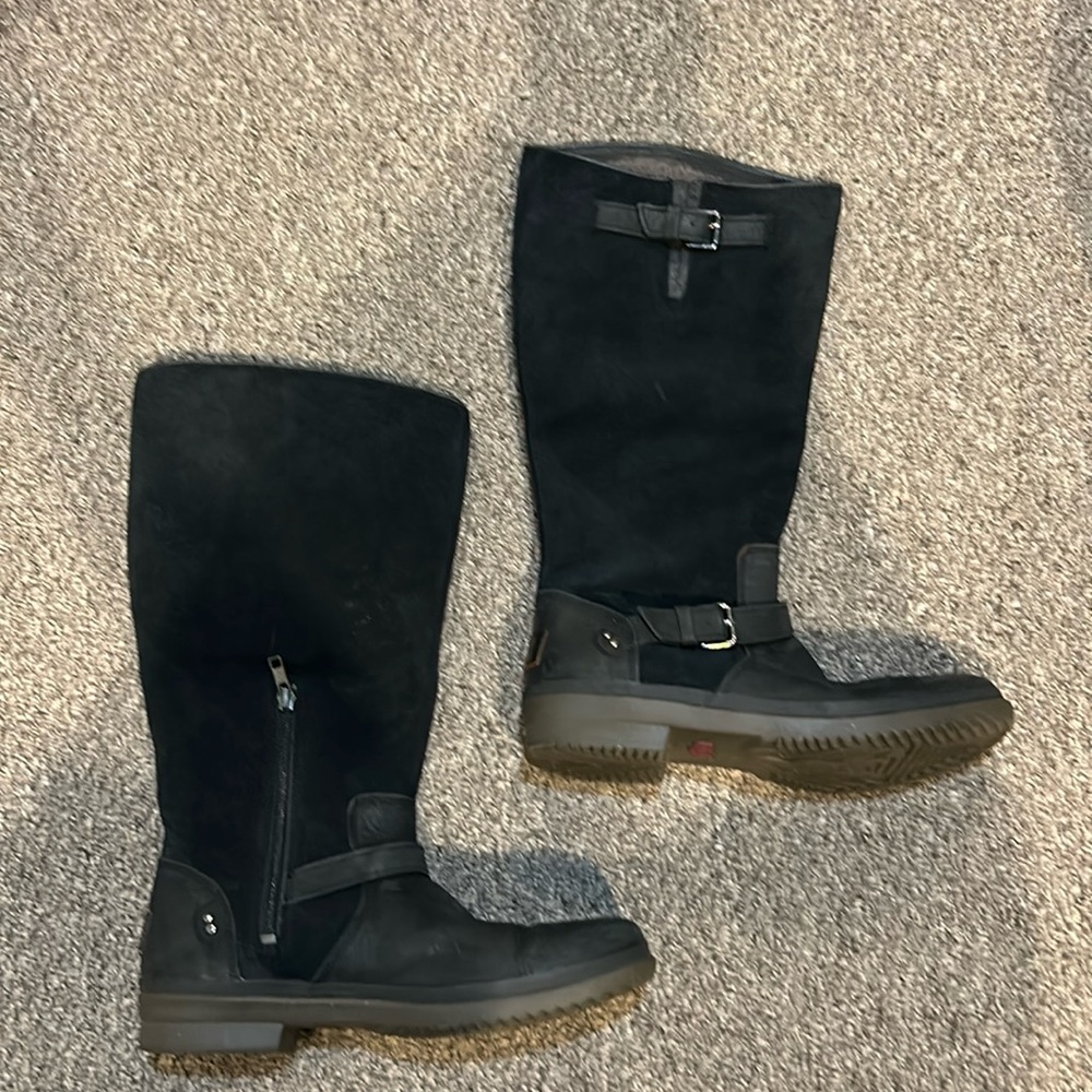 Uggs Thomson Tall Riding Stout Black Suede waterproof Boot size 10